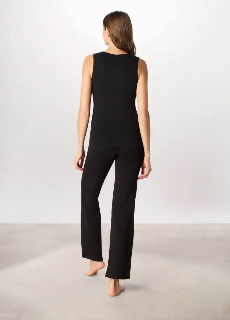 Canotta In Jersey Di Cotone Stretch Donna, Nero miniatura 2