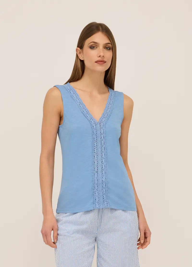 Upim, Canotta In Jersey Di Puro Cotone Donna, Azzurro cielo, Taglia: M