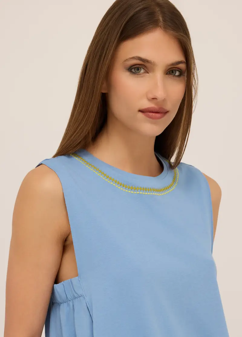 Upim, Canotta In Jersey Di Puro Cotone Donna, Azzurro cielo, Taglia: S miniatura 2