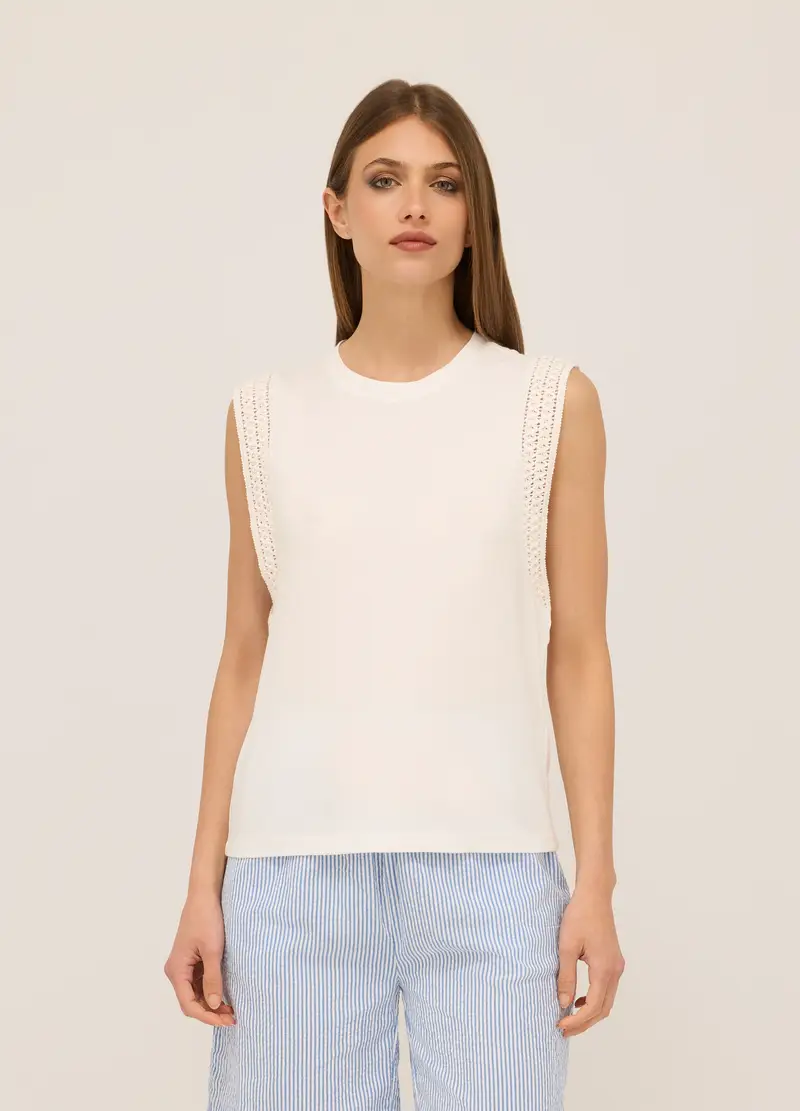 Upim, Canotta In Jersey Di Puro Cotone Donna, Bianco gesso, Taglia: S