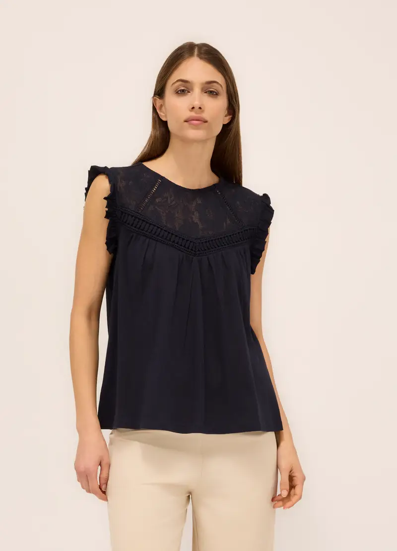 Upim, Canotta In Jersey Di Puro Cotone Donna, Blu navy, Taglia: S