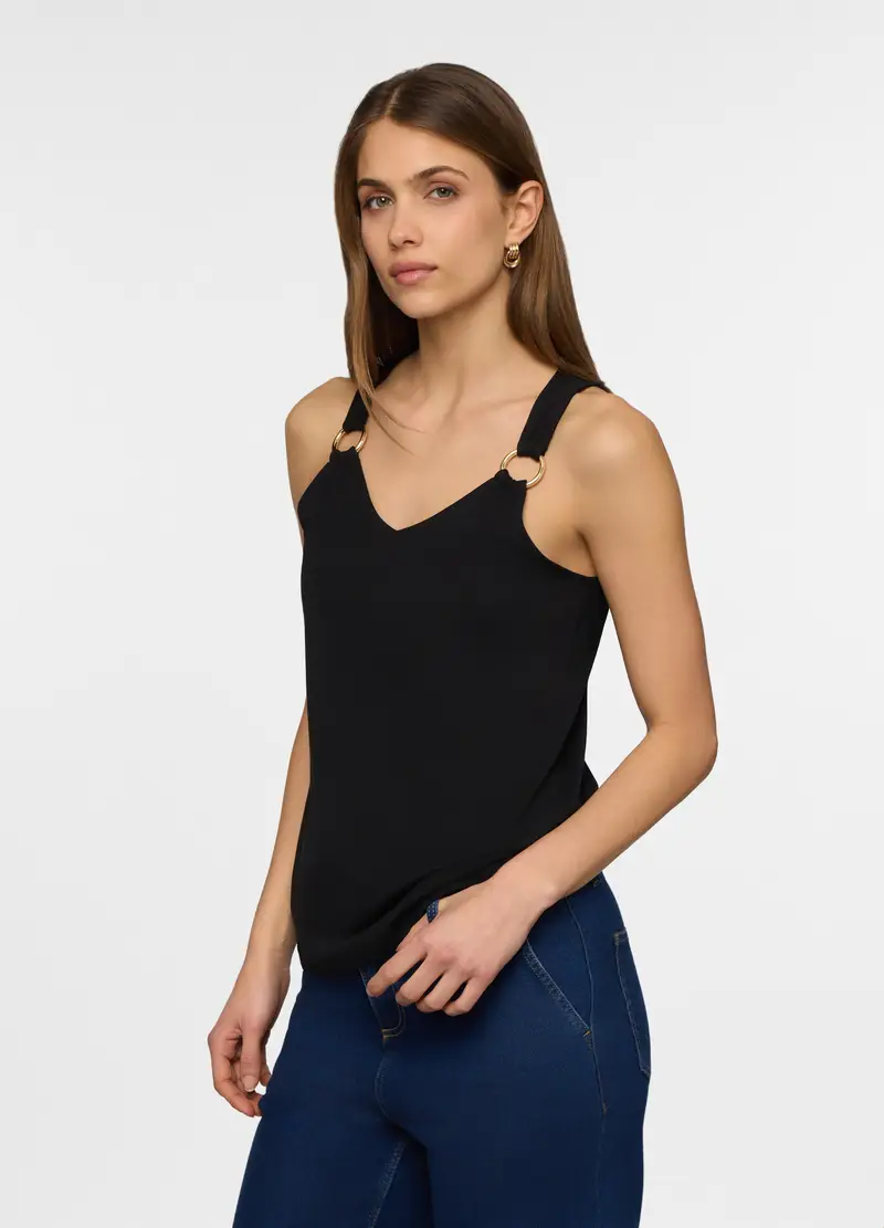Canotta In Jersey Di Puro Cotone Donna, Nero