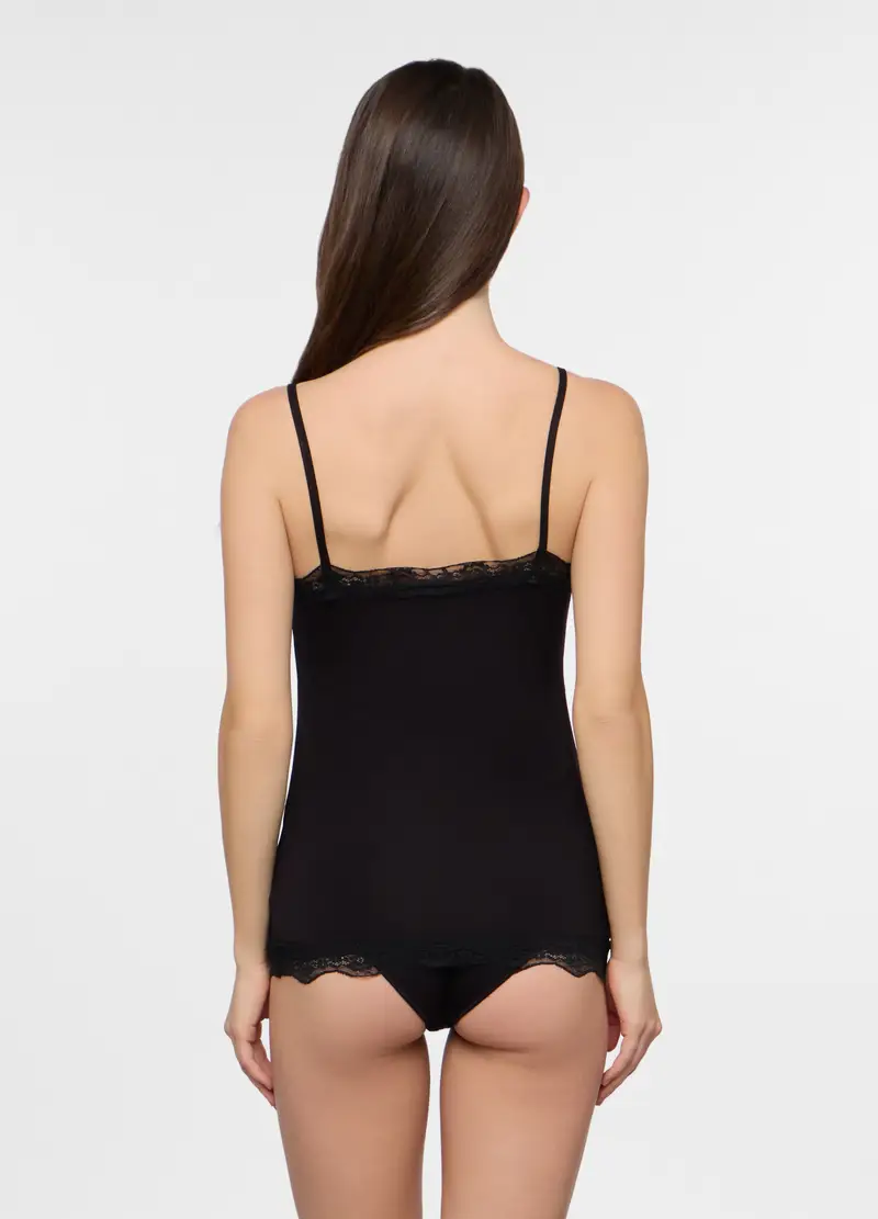 Canotta In Jersey Di Viscosa Stretch Donna, Nero miniatura 2