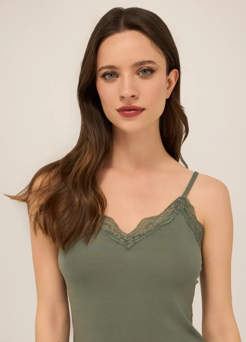Upim, Canotta In Jersey Di Viscosa Stretch Donna, Verde oliva, Taglia: S miniatura 2