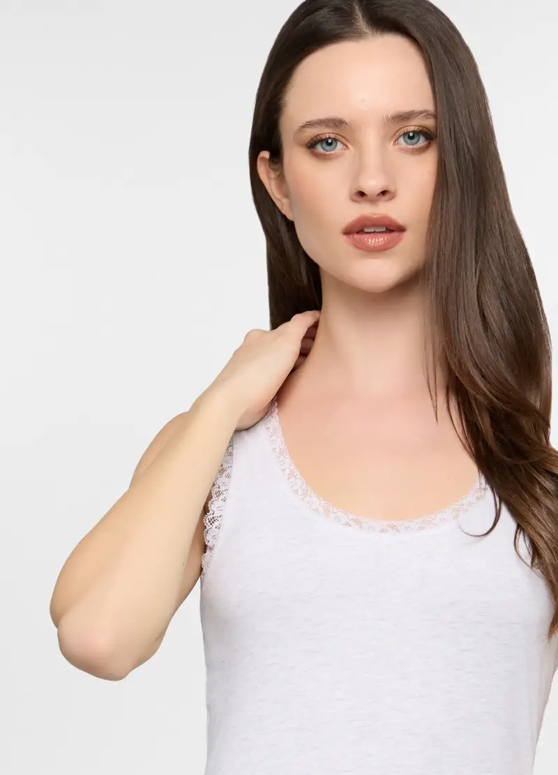 Canotta In Jersey Stretch Donna, Grigio chiaro melange miniatura 3