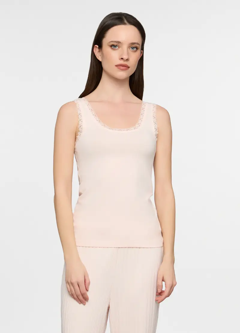 Canotta In Jersey Stretch Donna, Rosa chiaro