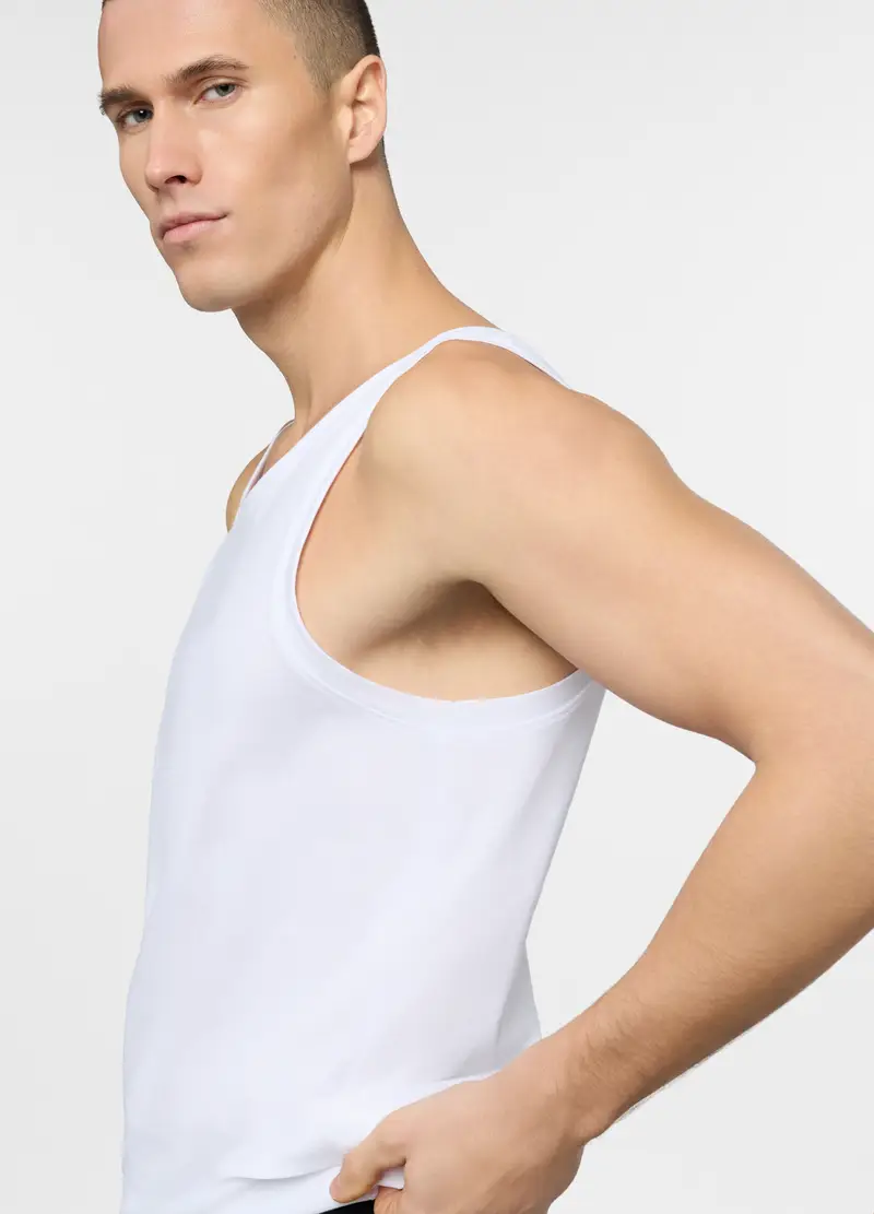 Canotta In Jersey Uomo, Bianco miniatura 3