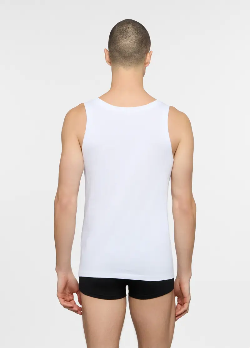 Canotta In Jersey Uomo, Bianco miniatura 2