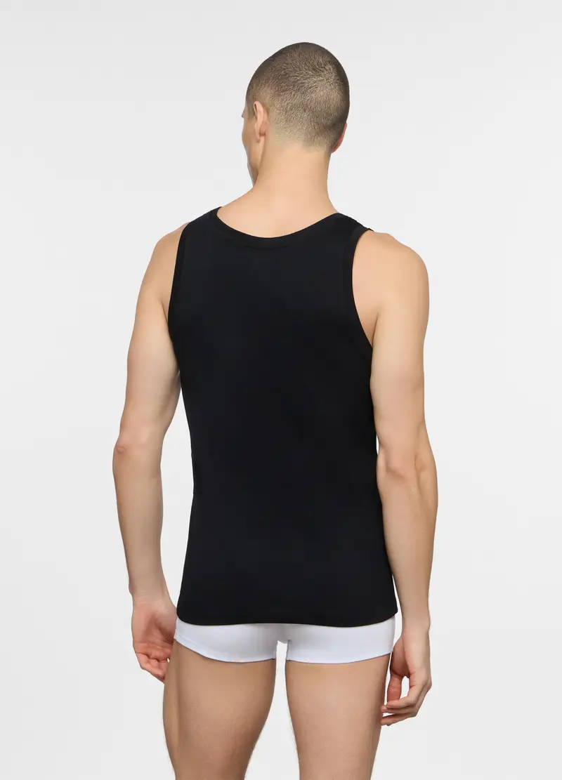 Canotta In Jersey Uomo, Nero miniatura 2