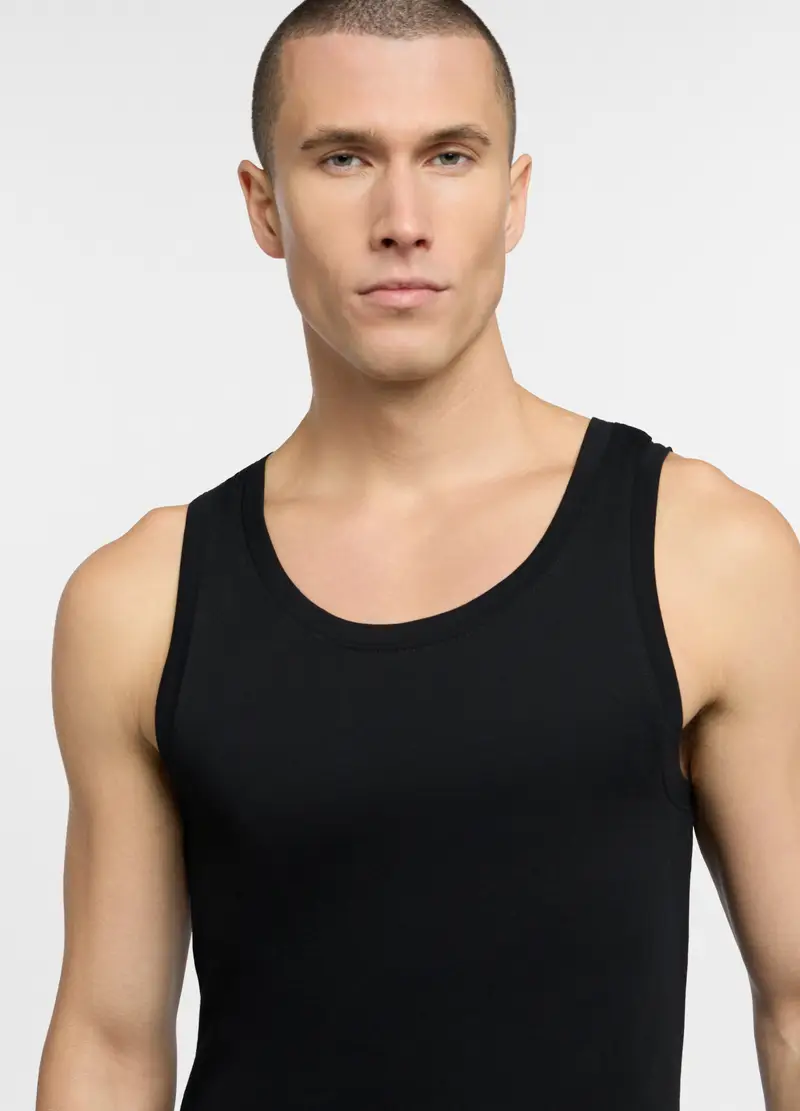 Canotta In Jersey Uomo, Nero miniatura 3