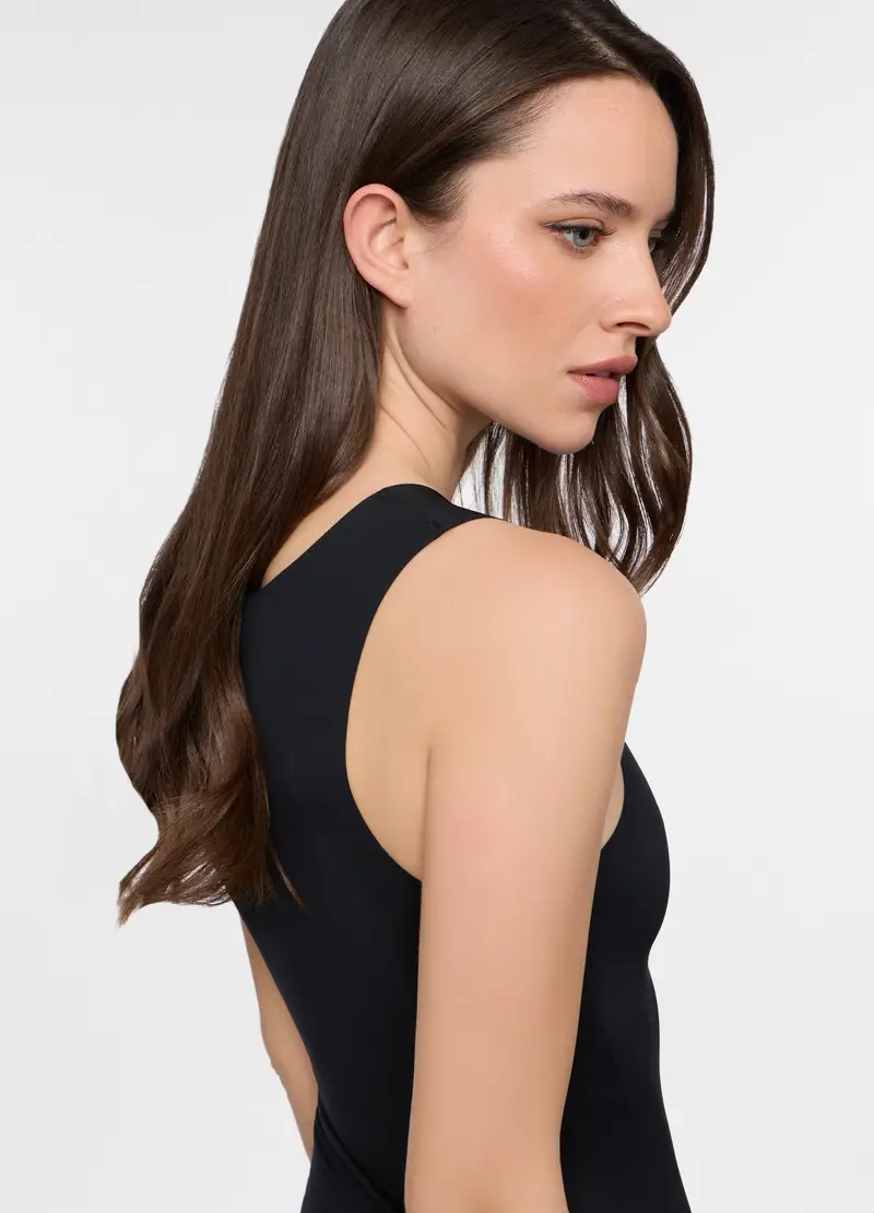 Canotta In Microfibra Donna, Nero miniatura 3