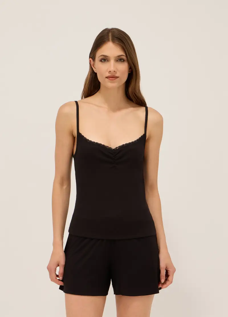 Canotta In Puro Cotone Donna, Nero