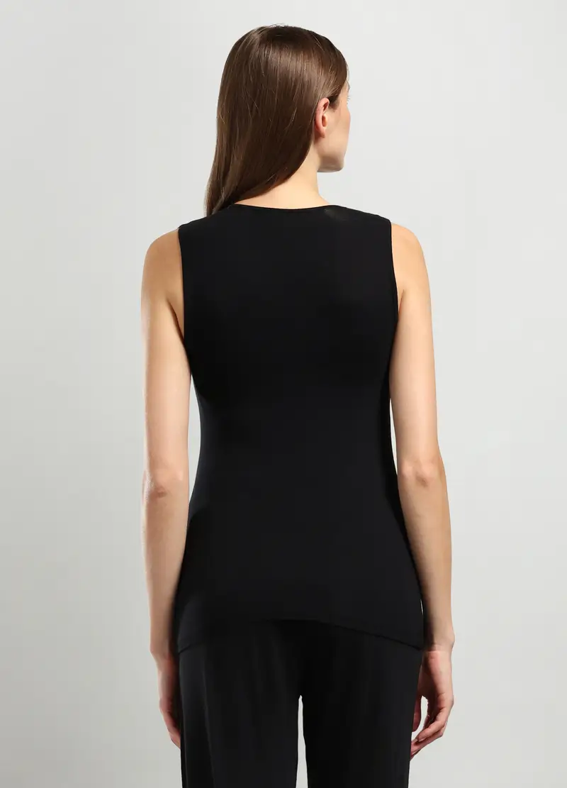 Canotta In Viscosa Di Bamboo Stretch Donna, Nero miniatura 2