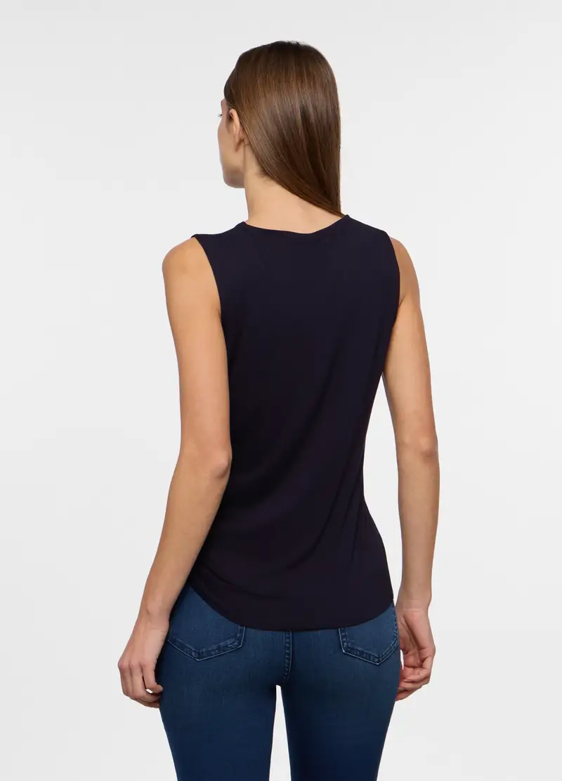 Canotta In Viscosa Stretch Donna, Blu navy