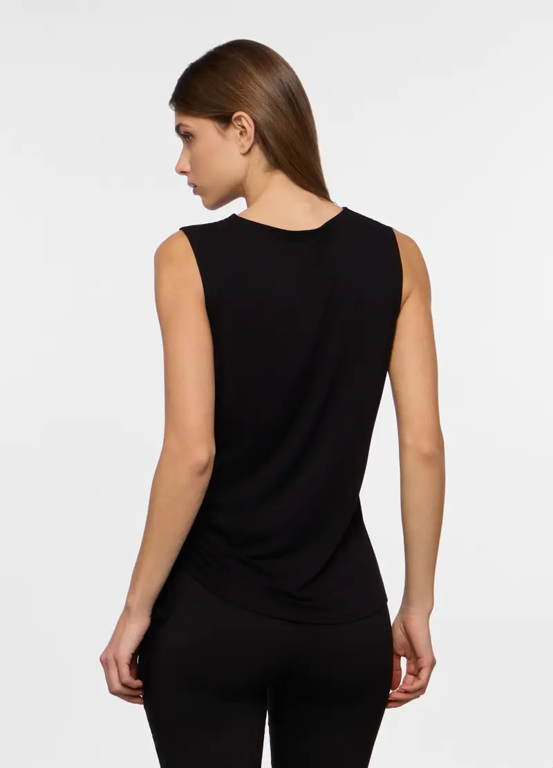 Canotta In Viscosa Stretch Donna, Nero miniatura 2