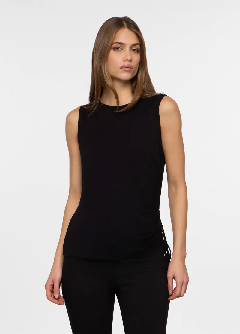 Canotta In Viscosa Stretch Donna, Nero