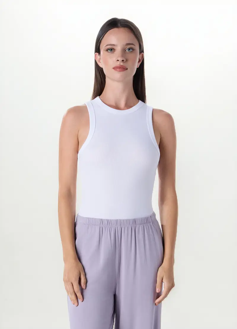 Upim, Canotta Intima In Costina Di Cotone Stretch Donna, Bianco, Taglia: S