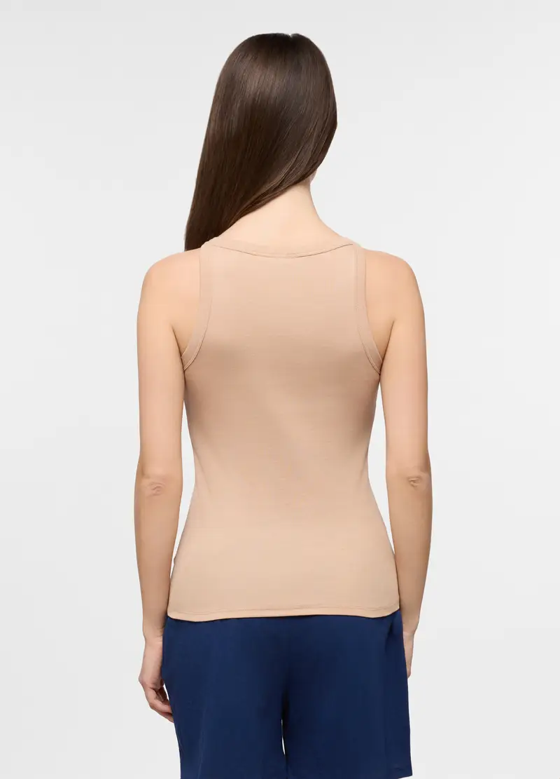 Canotta Intima In Costina Donna, Beige chiaro miniatura 2
