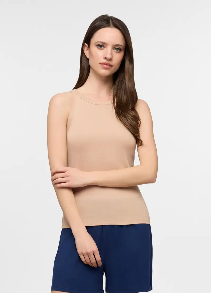 Canotta Intima In Costina Donna, Beige chiaro