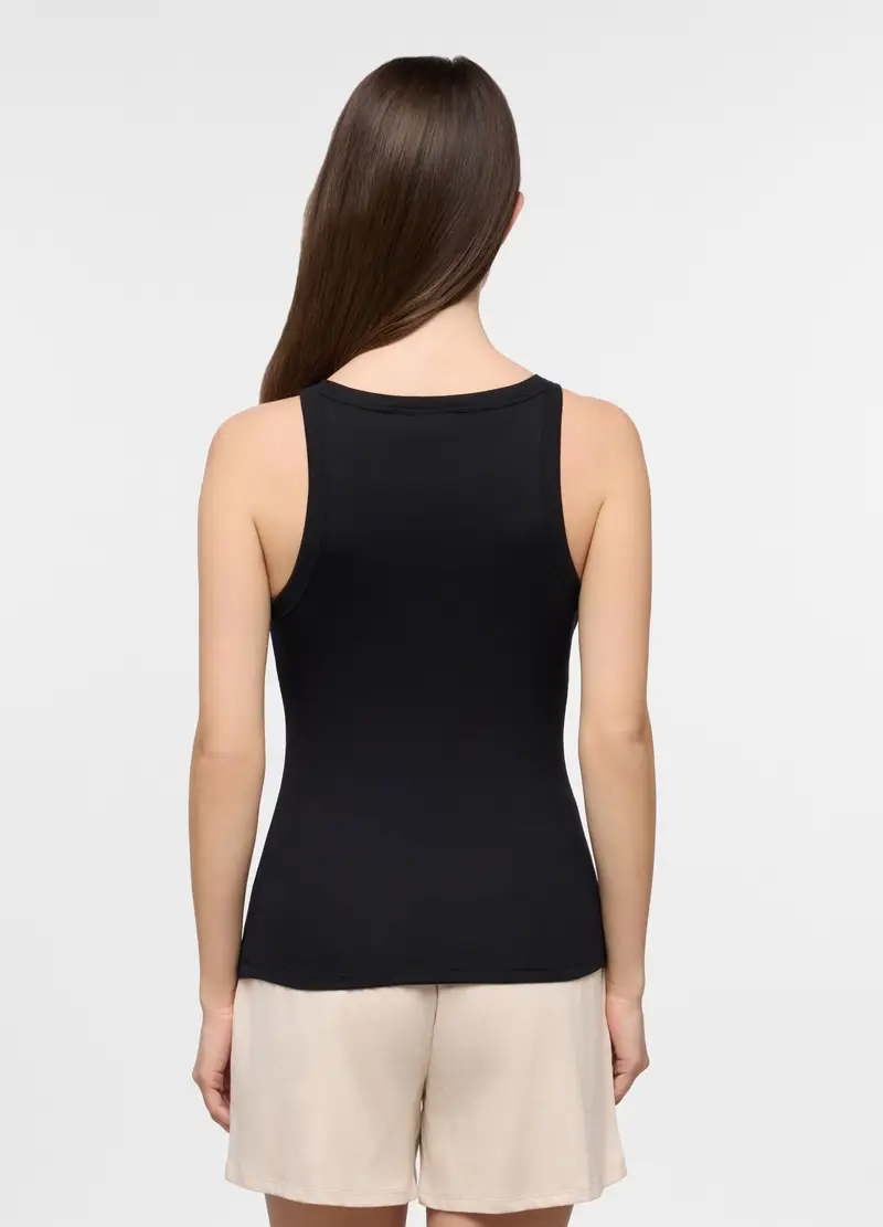 Canotta Intima In Costina Donna, Nero miniatura 2