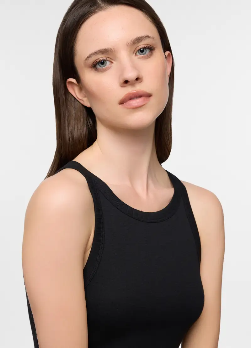 Canotta Intima In Costina Donna, Nero miniatura 3