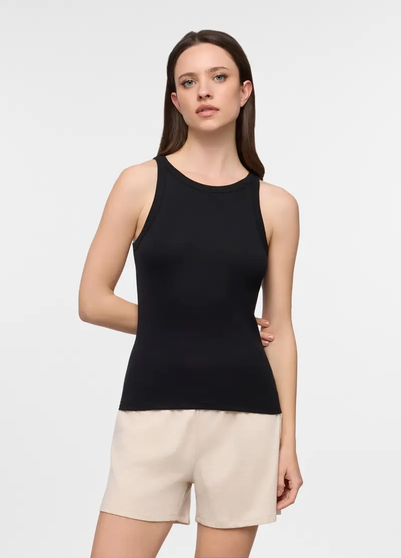 Canotta Intima In Costina Donna, Nero