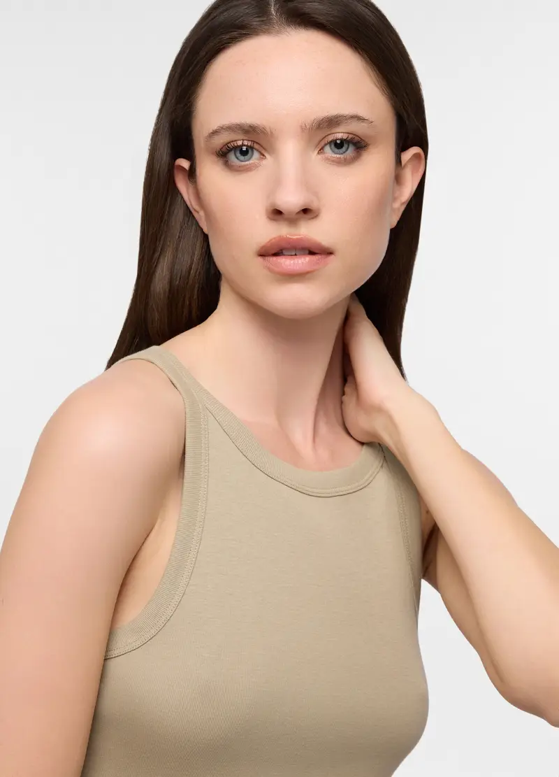 Canotta Intima In Costina Donna, Verde salvia miniatura 3