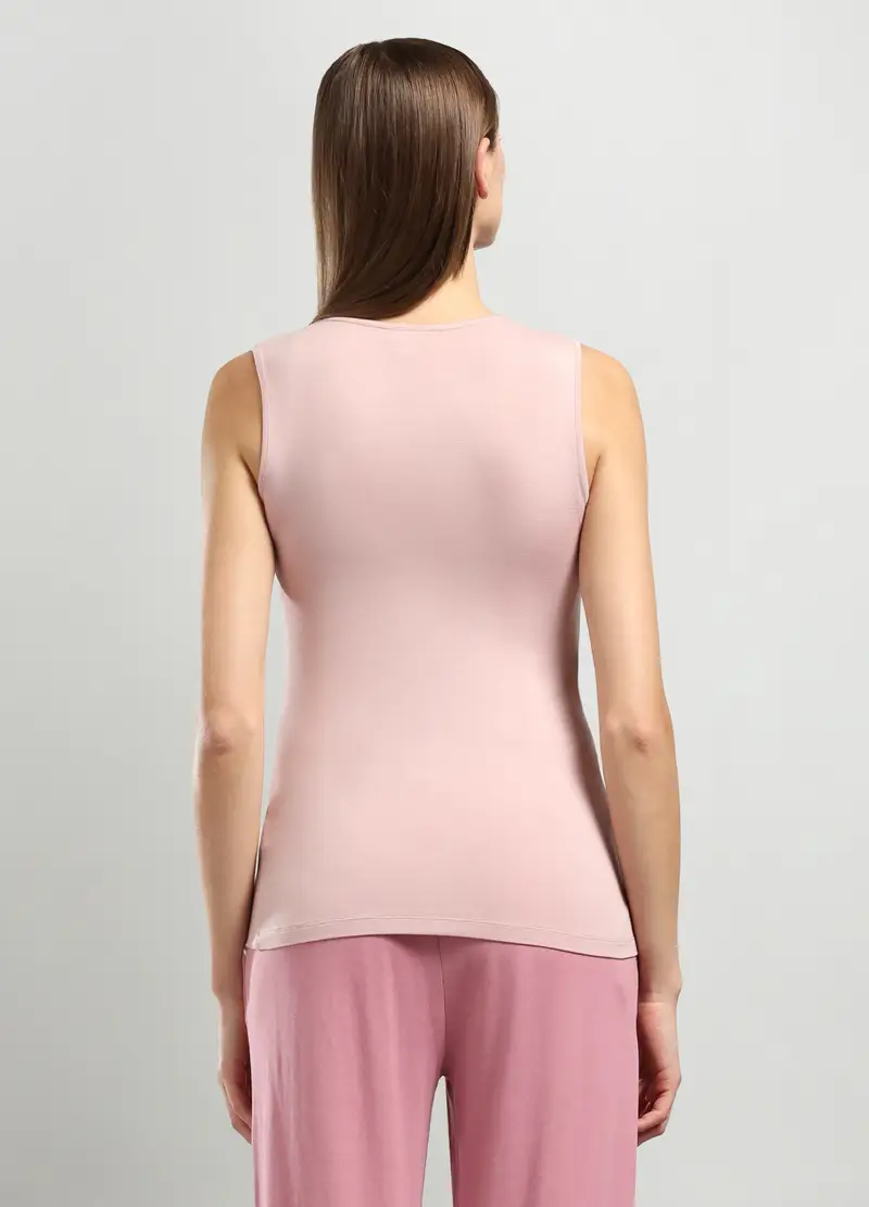 Canotta Intima In Viscosa Di Bamboo Stretch Donna, Rosa chiaro miniatura 2