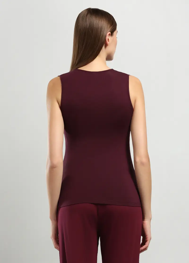 Canotta Intima In Viscosa Di Bamboo Stretch Donna, Rosso burgundy miniatura 2