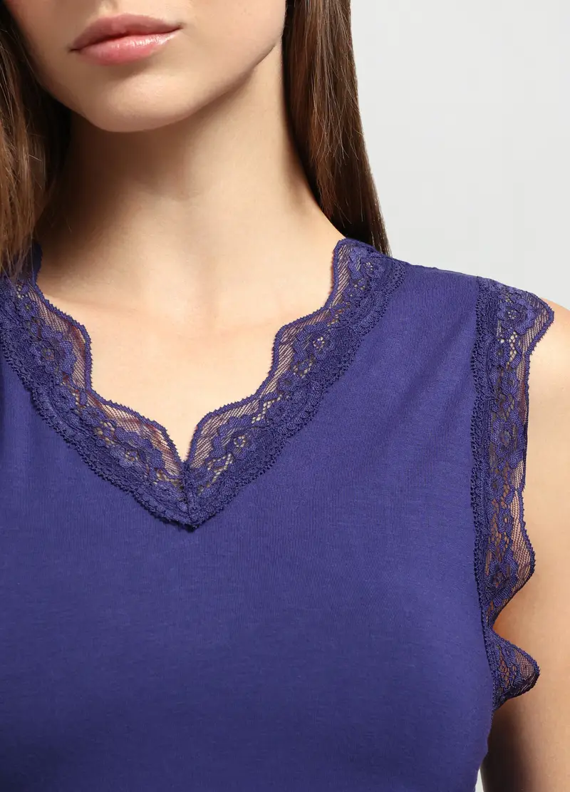 Canotta Intima In Viscosa Di Bamboo Stretch Donna, Viola lavanda miniatura 3