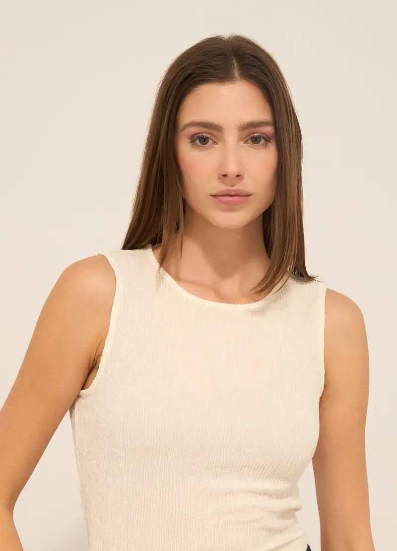 Upim, Canotta Misto Viscosa Crinkle Donna, Bianco panna, Taglia: M miniatura 2