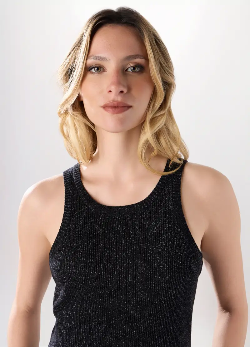 Canotta Misto Viscosa Donna, Marrone scuro miniatura 3