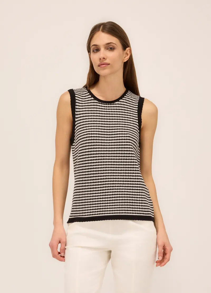 Upim, Canotta Tricot Con Motivo A Righe Donna, Nero/Bianco, Taglia: M