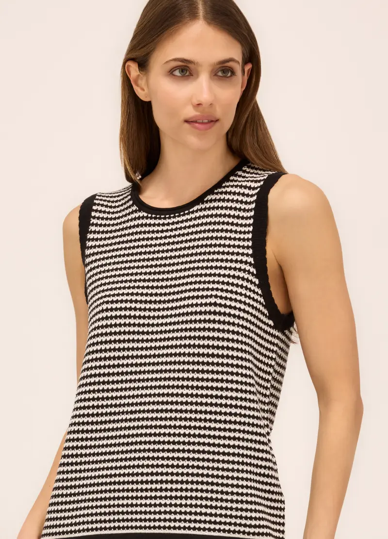 Upim, Canotta Tricot Con Motivo A Righe Donna, Nero/Bianco, Taglia: M miniatura 2