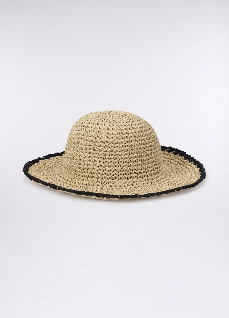 Capello In Carta Tessile Donna, Bianco/Nero miniatura 2