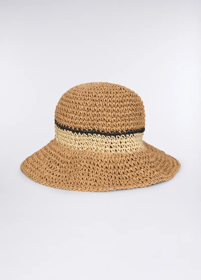Cappello A Righe Crochet Donna, Beige chiaro miniatura 2
