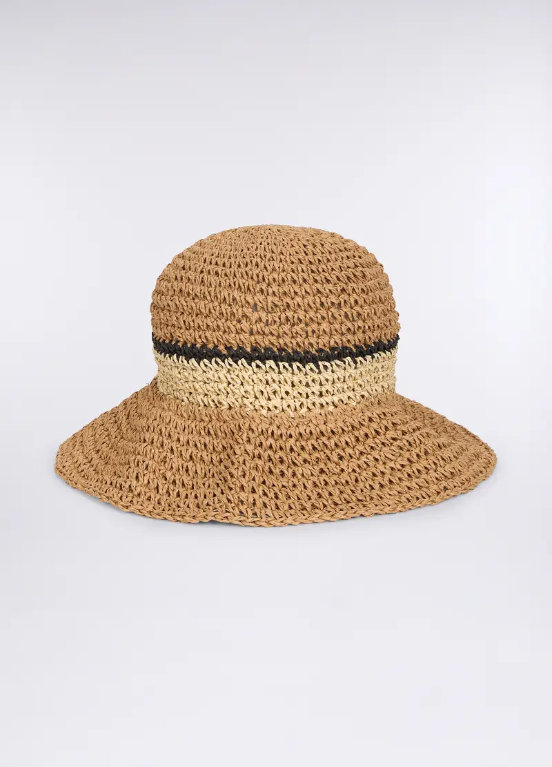Cappello A Righe Crochet Donna, Beige chiaro