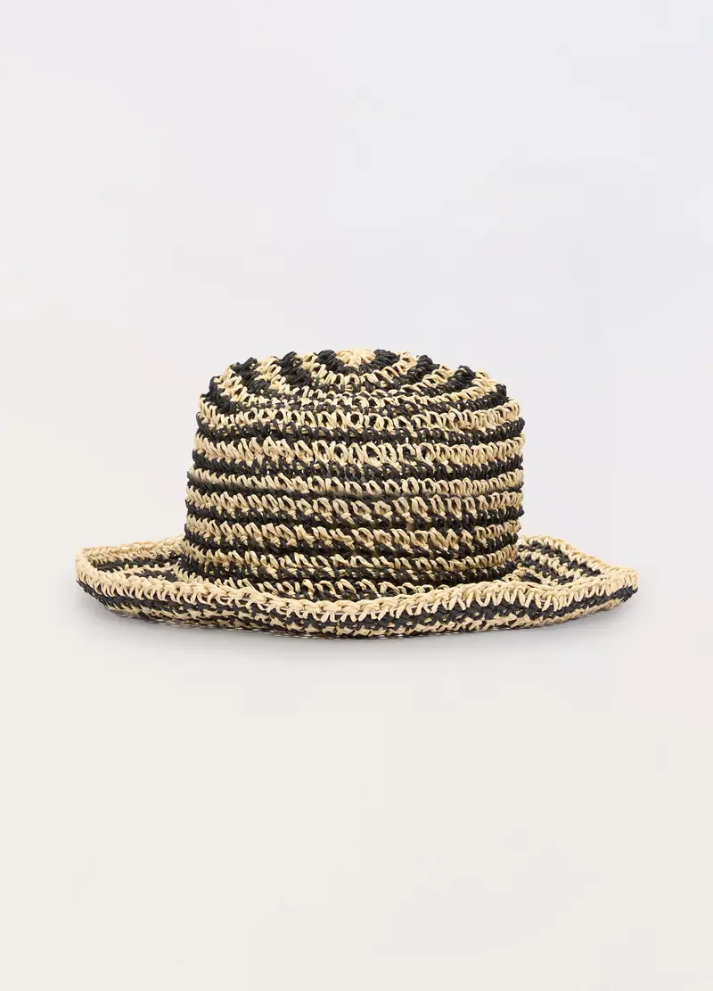 Cappello A Righe Donna, Nero/beige