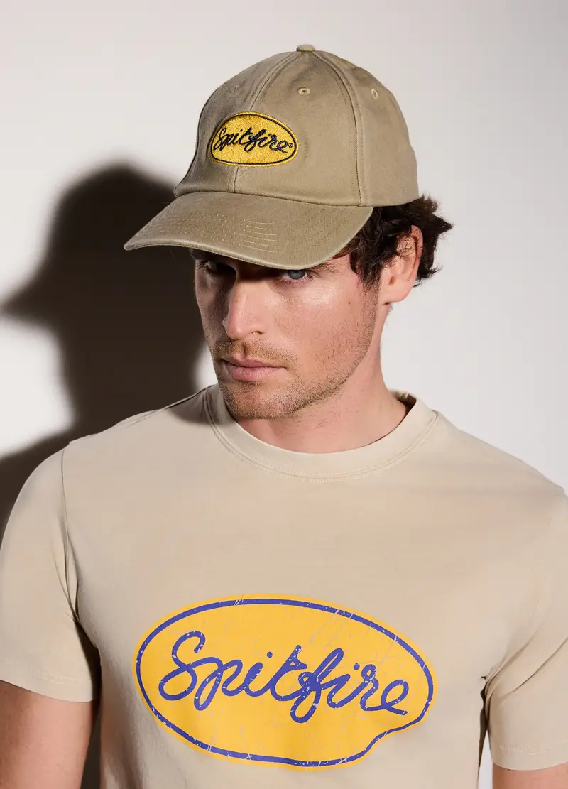 Cappello Baseball Effetto Denim Con Toppa Uomo, Beige scuro