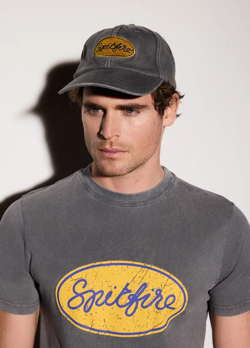 Cappello Baseball Effetto Denim Con Toppa Uomo, Nero grafite