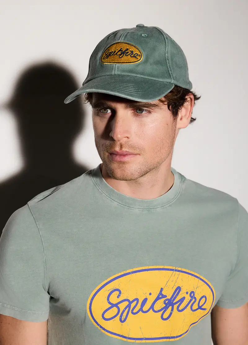 Cappello Baseball Effetto Denim Con Toppa Uomo, Verde muschio