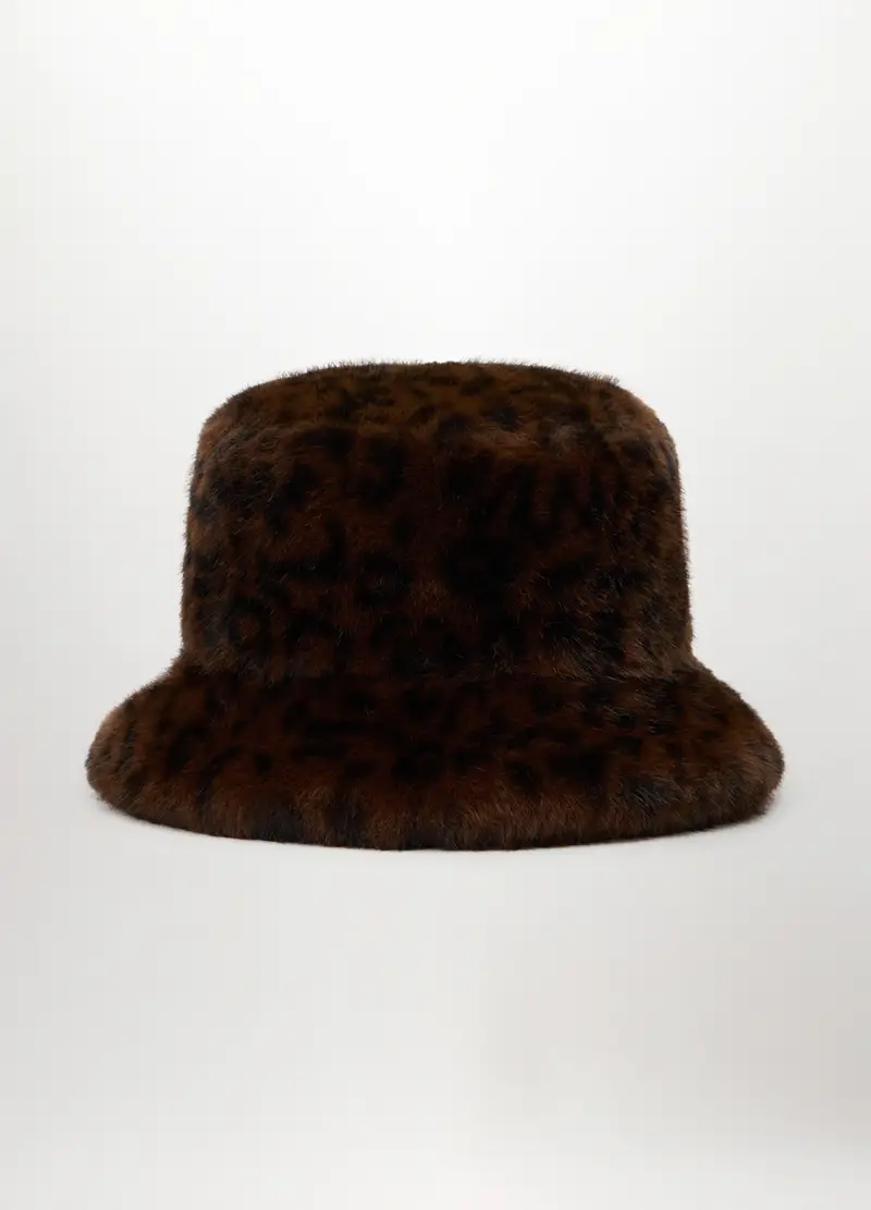 Cappello Bucket In Ecopelliccia Donna, Marrone scuro miniatura 2