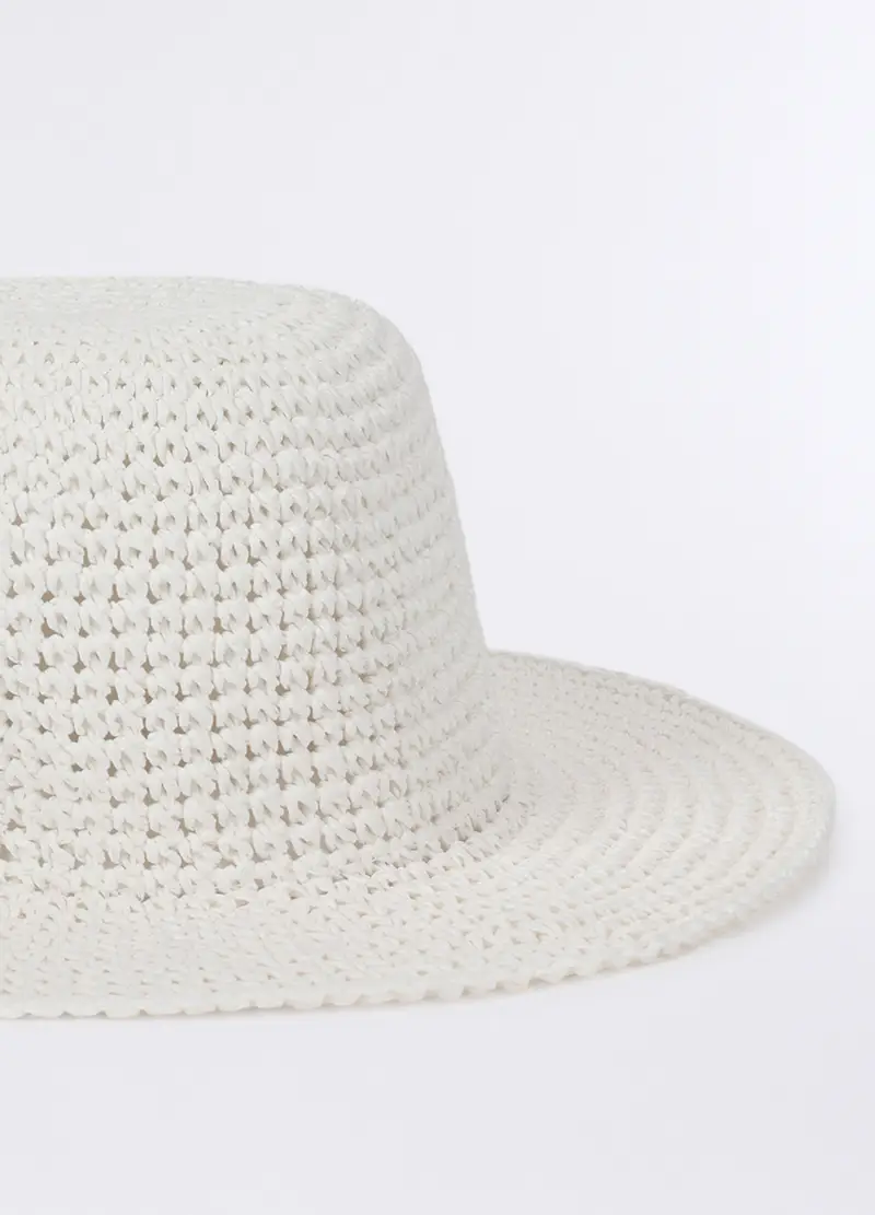 Cappello In Carta Tessile Donna, Bianco gesso miniatura 3