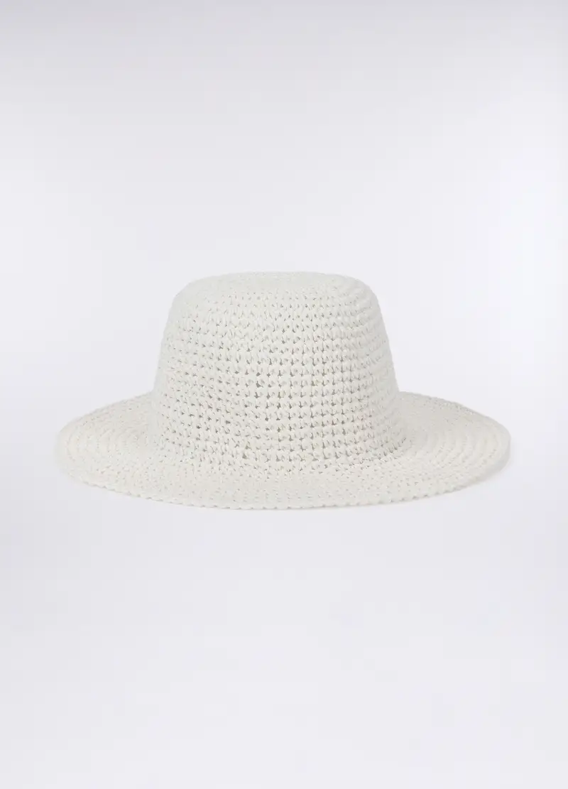 Cappello In Carta Tessile Donna, Bianco gesso