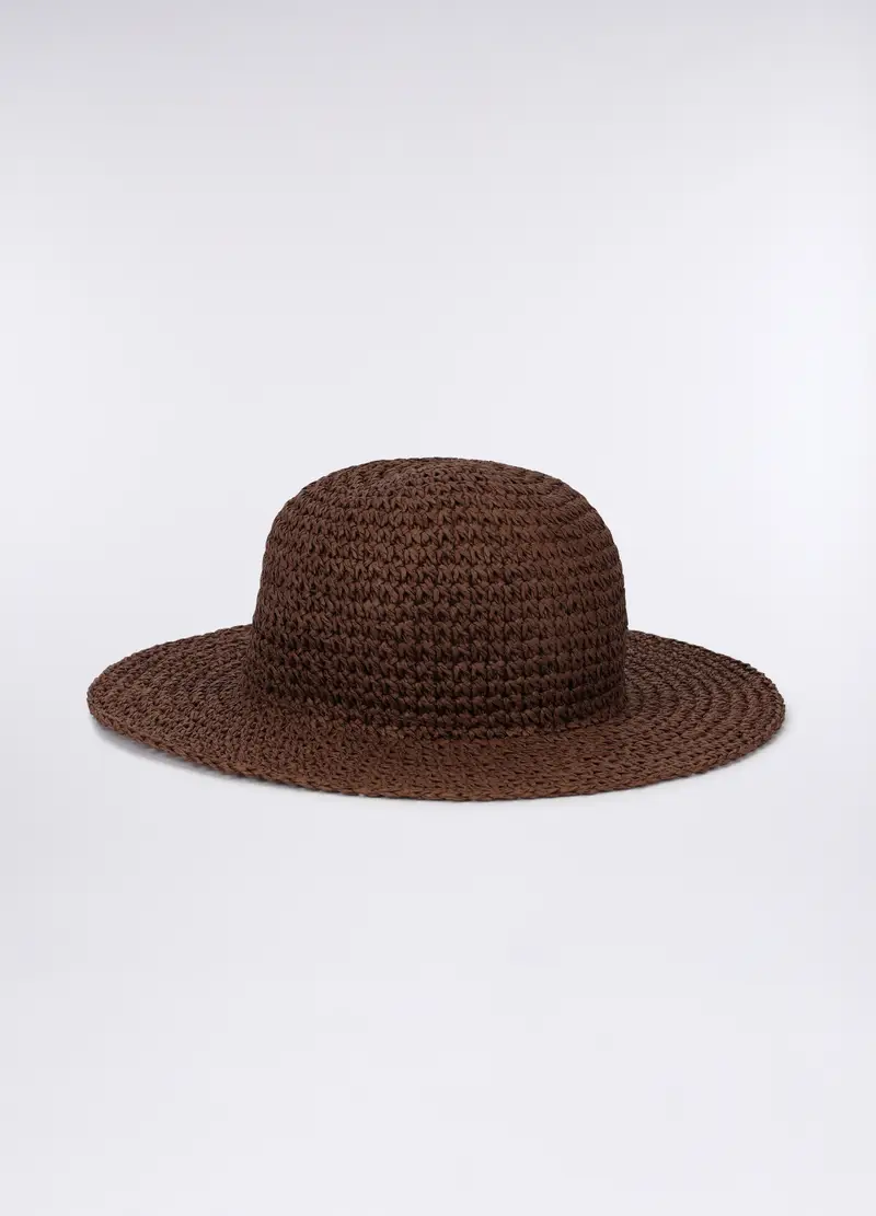 Cappello In Carta Tessile Donna, Marrone scuro