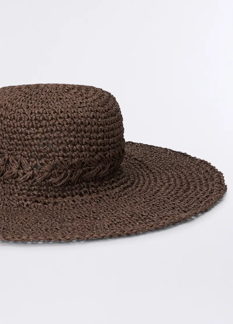 Cappello In Carta Tessile Donna, Marrone scuro miniatura 2