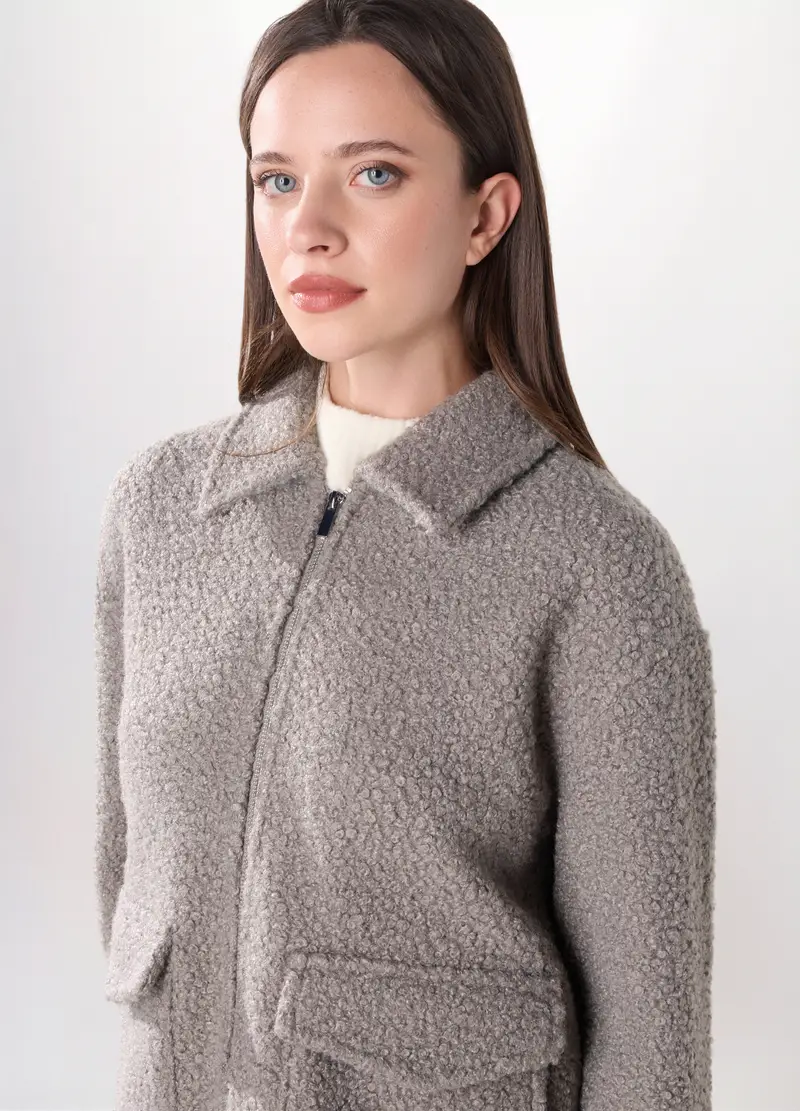 Cappotto Bouclé Donna, Grigio chiaro miniatura 3