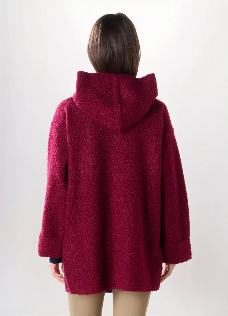 Cappotto Bouclé Donna, Rosso fragola miniatura 2
