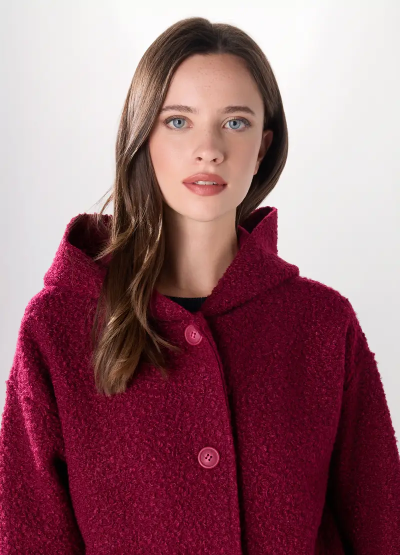 Cappotto Bouclé Donna, Rosso fragola miniatura 3