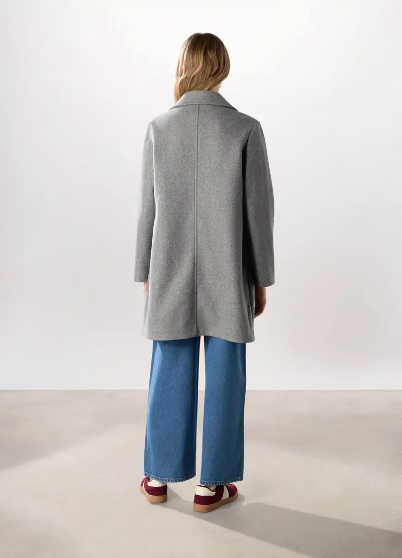 Cappotto Con Colletto Reverse Donna, Grigio chiaro melange miniatura 2